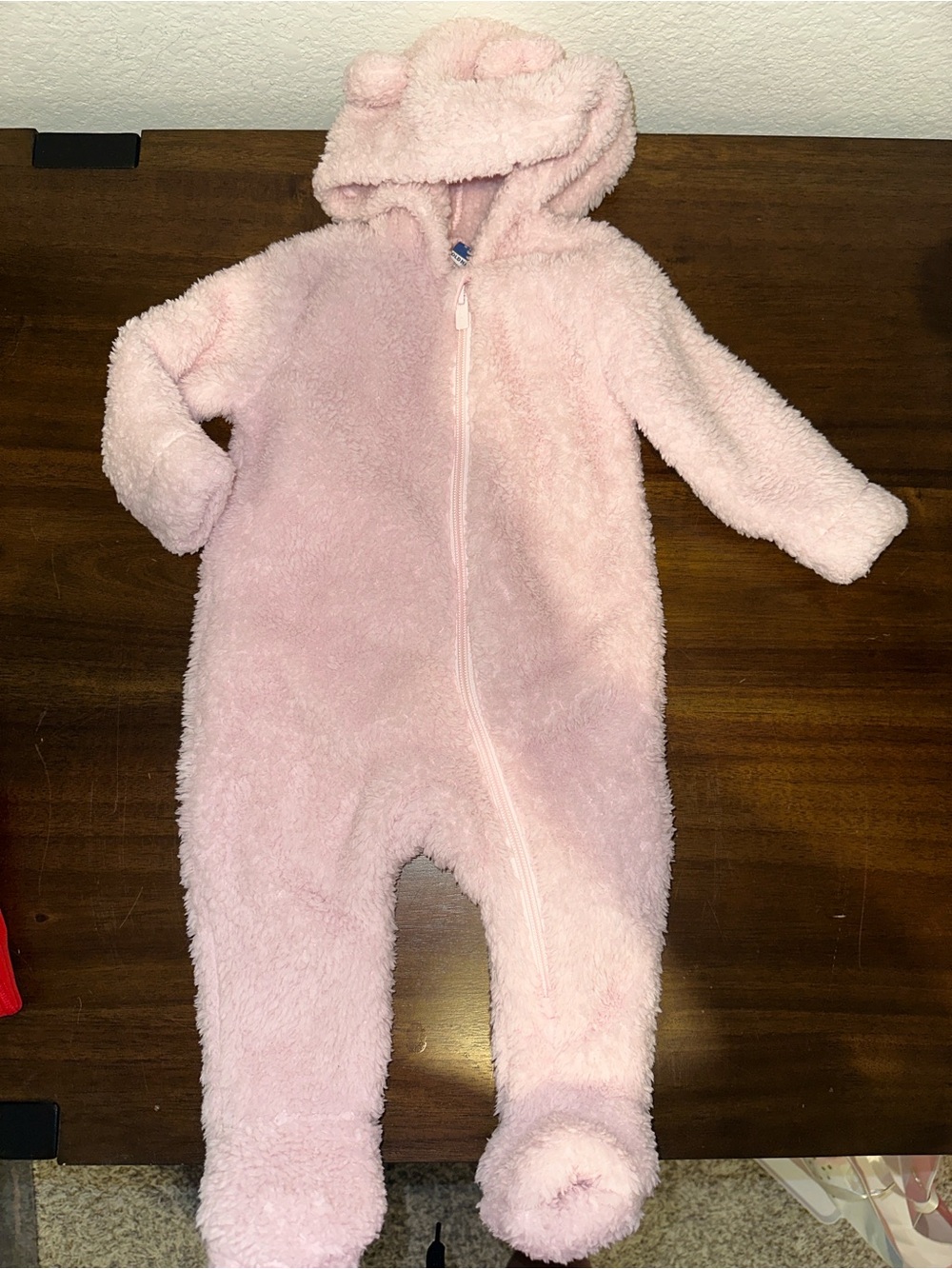 Old Navy Pink Plush Sherpa Footed One-Piece with Hood